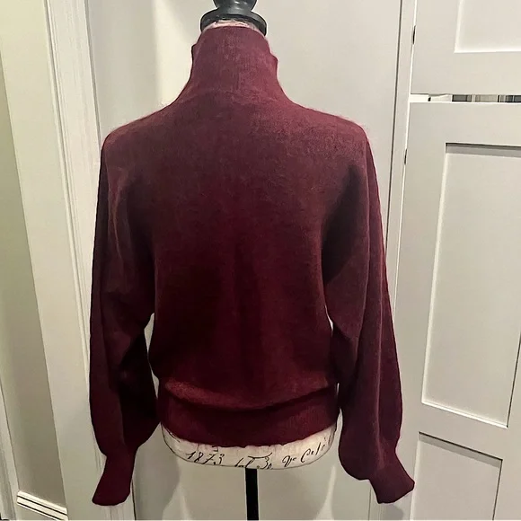 7 For All Mankind Mohair Wool Blend Balloon Sleeve Mock Neck Pullover Sw… - Picture 3 of 16